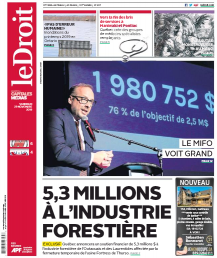 Première page du quotidien Le Droit