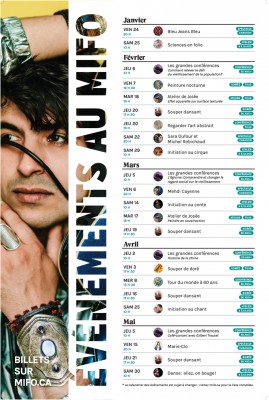 Affiche listant la programmation des événements au MIFO